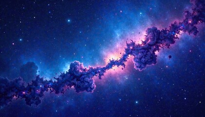 Abstract starry night sky with galaxies and nebulae in shades of blue and purple, night sky, nebulae, expansive