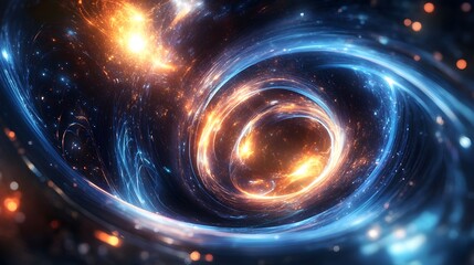 Poster - Dynamic cosmic swirl outer space digital art nebula environment close-up view theoretical physics concept