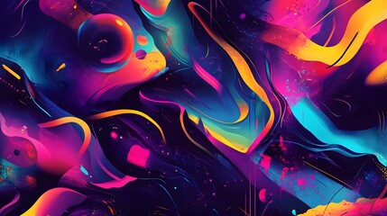 Poster - Dynamic abstract art composition digital creation vivid colors modern aesthetic artistic expression