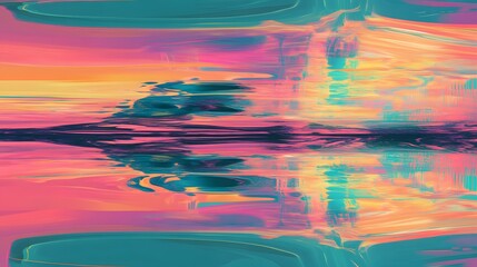 Poster - Vibrant abstract waves digital art colorful patterns contemporary design artistic expression