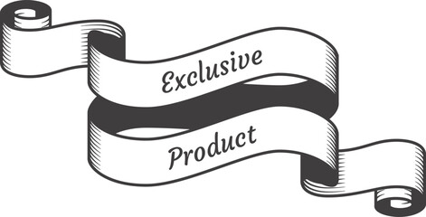 Wall Mural - vintage double ribbon banner waving and swirling, featuring the phrase exclusive product, perfect fo
