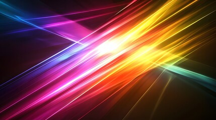 Poster - Dynamic light patterns abstract digital art vibrant colors dark background high contrast visual concept