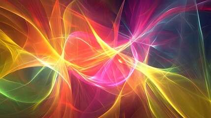 Fototapete - Dynamic colorful abstract waves digital art vibrant environment modern viewpoint creative concept for visual appeal