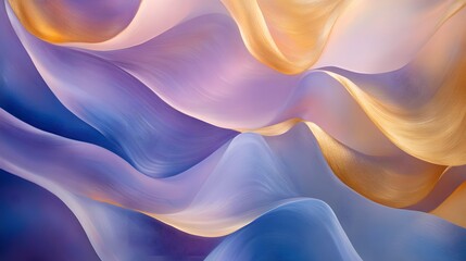 Poster - Dynamic abstract waves in soft pastels digital art fluid motion serene environment close-up view modern aesthetic