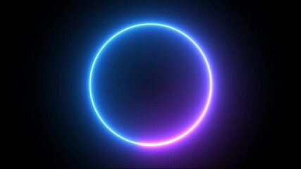 Wall Mural - beautiful colorful neon circle frame loading icon on black background. neon circle loading icon anim