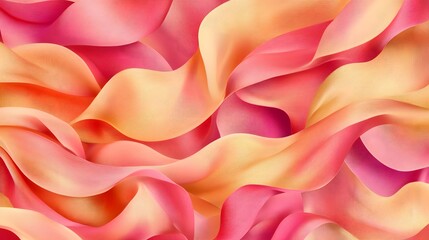 Poster - Flowing waves of pink and yellow fabric texture abstract art digital artwork vibrant colors close-up view textile design