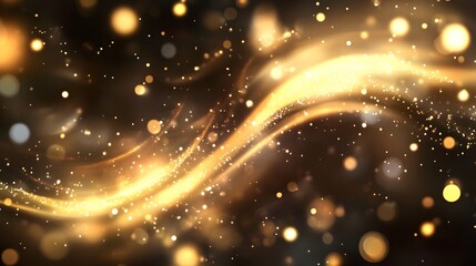 Poster - Dynamic golden light swirls abstract background digital art illuminated space close-up view elegance and motion