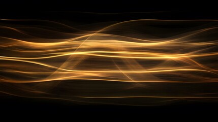 Poster - Dynamic golden waves abstract art digital creation dark background artistic perspective energy and motion