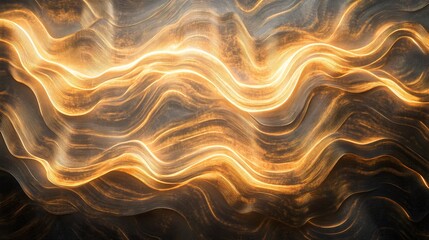 Poster - Flowing golden light waves abstract digital art studio setting vibrant environment artistic viewpoint modern concept