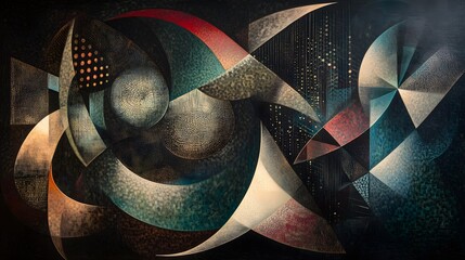 Poster - Dynamic abstract art composition modern gallery visual artwork contemporary space artistic perspective colorful expressions