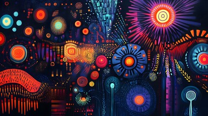 Poster - Vibrant abstract art explosion gallery digital artwork contemporary wide angle creative expression