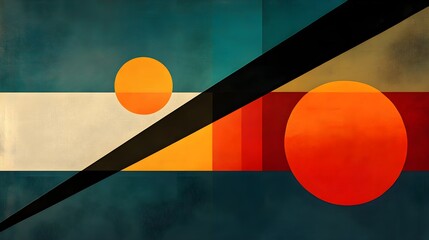 Poster - Dynamic geometric composition with circular forms abstract art digital design modern aesthetic
