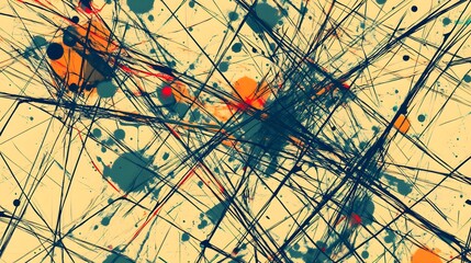 Poster - Dynamic abstract art creation studio digital artwork creative space top-down view modern expression
