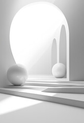 Poster - Minimalist modern art building space structure abstract 3d tunnel

