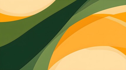 Poster - Dynamic abstract design with green and yellow curves digital art contemporary style vibrant colors
