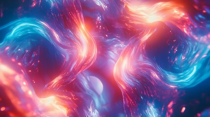 Poster - Dynamic energy flow abstract digital space visual art neon lights close-up motion concept