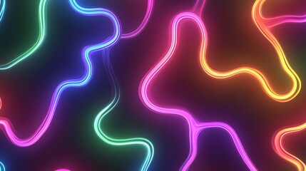 Poster - Dynamic neon light patterns abstract design digital art vivid colors high contrast modern aesthetics
