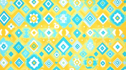 Poster - Vibrant geometric pattern design digital art abstract background bright colors top-down view modern aesthetic