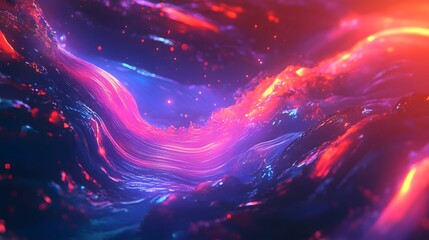 Poster - Dynamic colorful waves flowing through a cosmic space digital art abstract environment vivid viewpoint