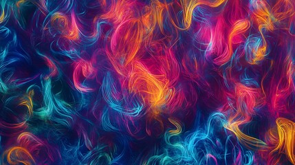 Poster - Dynamic colorful swirls abstract art digital illustration vibrant background close-up view energy and movement