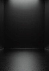 Wall Mural - black podium or pedestal display on dark background with long platform a dramatic black stage set in