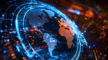 Poster - Global digital connectivity earth 3d visualization futuristic aerial view technology concepts