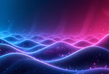 Leinwandbilder - Abstract background flowing neon particles, dynamic wave pattern, futuristic technology