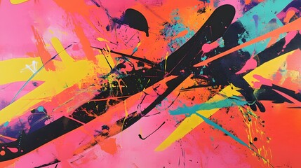 Poster - Vibrant art expression urban gallery abstract artwork contemporary space close-up perspective creativity unleashed