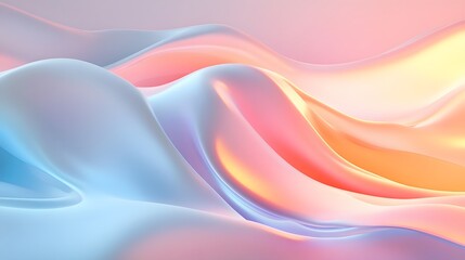 Poster - Flowing abstract waves digital art soft pastel colors calm environment artistic perspective fluid concept for design