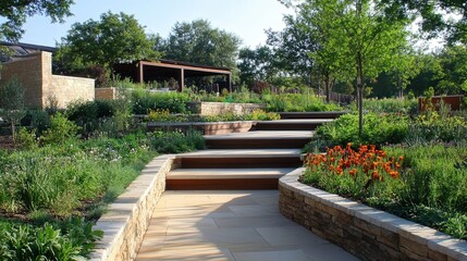 Poster - Building construction involves not only creating a structure but also integrating the surrounding landscape.
