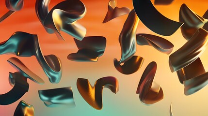 Poster - Dynamic abstract shapes floating digital art vibrant background creative space artistic visualization
