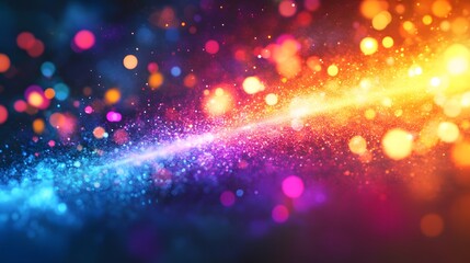 Poster - Dynamic light patterns and colorful bokeh effects digital art abstract vibrant environment wide angle view visual exploration