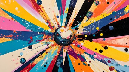 Poster - Vibrant cosmic explosion art abstract space digital artwork colorful environment dynamic viewpoint