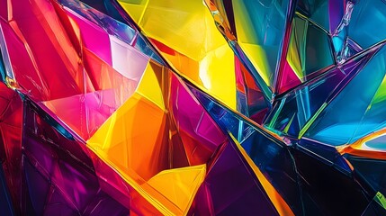Poster - Vibrant abstract art display digital space wall decor colorful geometric patterns close-up view contemporary design