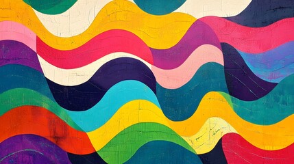 Poster - Colorful abstract waves painting art studio visual artwork creative space vibrant atmosphere modern design