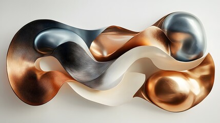 Poster - Dynamic metal sculpture design modern art gallery artwork contemporary environment abstract viewpoint form and texture exploration