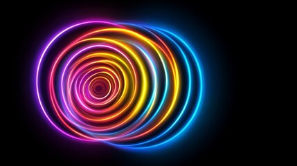 Poster - Colorful spiral with neon lights. The colors are bright and vibrant, creating a sense of energy and excitement. The spiral shape adds a dynamic and playful element to the image