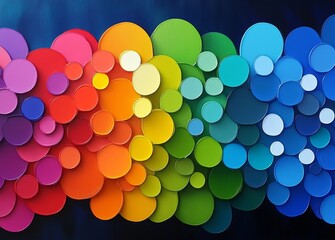 Aufkleber - colorful painting of circles with a rainbow in the middle. the circles are of different sizes and co