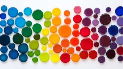 Aufkleber - colorful mosaic of small circles, each one a different color, arranged in a rainbow pattern. concept
