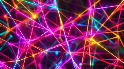 Poster - Dynamic neon light patterns abstract art digital design dark environment close-up view modern aesthetic