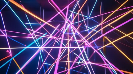 Poster - Dynamic light display showcasing neon laser patterns urban space digital art nighttime abstract concept