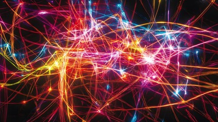 Poster - Dynamic light trails in urban nightscape visual art colorful energy abstract high-angle modern aesthetics