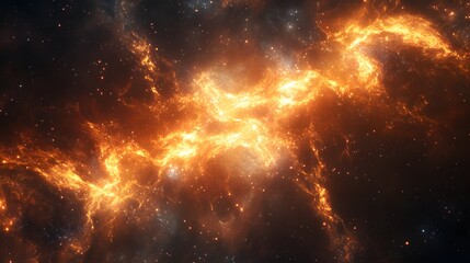 Poster - Cosmic explosion of fiery nebulae in outer space digital artwork galactic environment high-resolution view