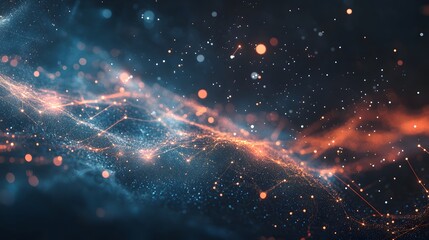 Poster - Cosmic energy flow digital universe abstract art nighttime aerial view dynamic visuals for artistic inspiration