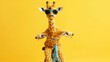 © Galib - A giraffe wearing sunglasses rides a blue bicycle.