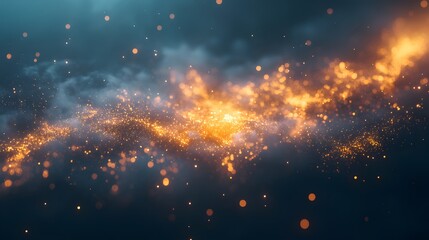 Poster - Dynamic firefly display abstract background digital art enigmatic atmosphere aerial view light and motion concept