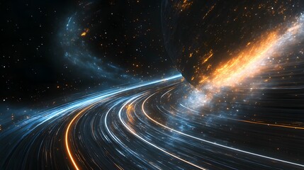 Poster - Celestial collision cosmic event in the universe digital art sci-fi environment vibrant viewpoint space concept