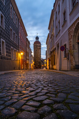 Der Nikolaiturm in Görlitz am Abend