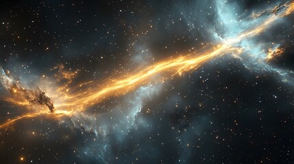 Poster - Cosmic collision of light and darkness outer space digital art vast universe celestial viewpoint astrophysics concept