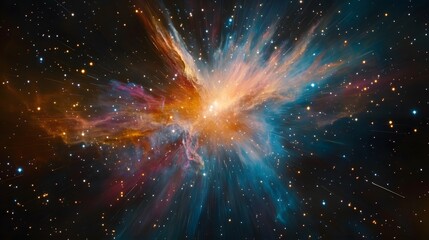 Poster - Explosive cosmic nebula formation outer space astronomy imagery interstellar environment wide-angle view galactic wonders